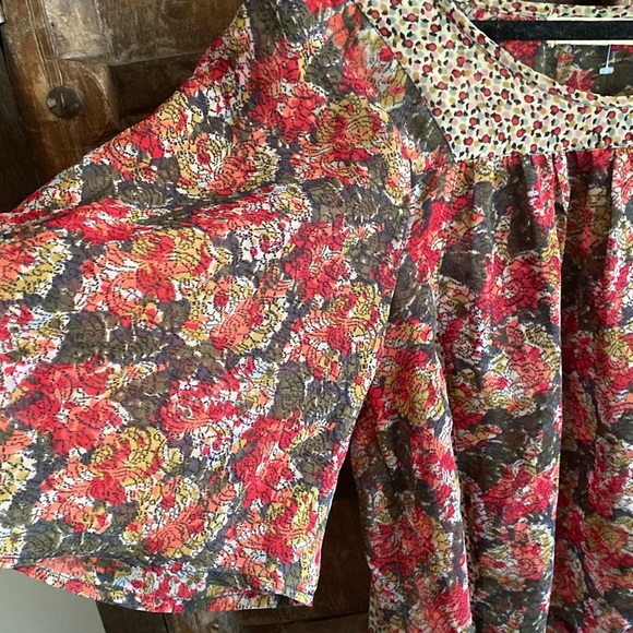 Urban Outfitters flowy Staring at Stars colorful bell sleeve tunic top - Picture 4 of 12